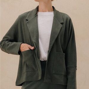 PACT organic Cotton Olive Green Airplane Blazer Jacket Size M